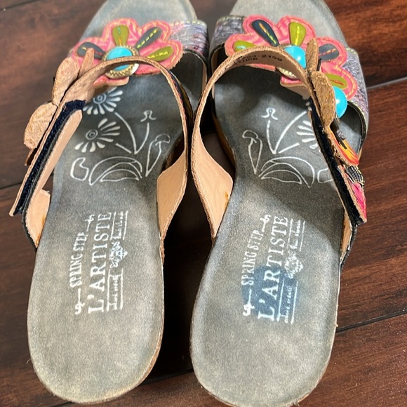 Spring Step L'Artiste Women's Agalla Leather Sandals size 41 Floral Boho Artsy - Picture 9 of 13